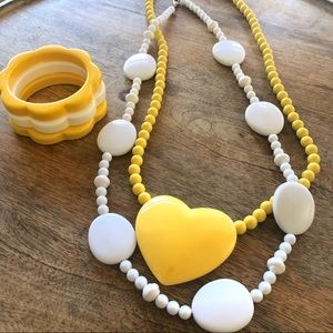 Beaded statement heart necklaces bangle bracelets